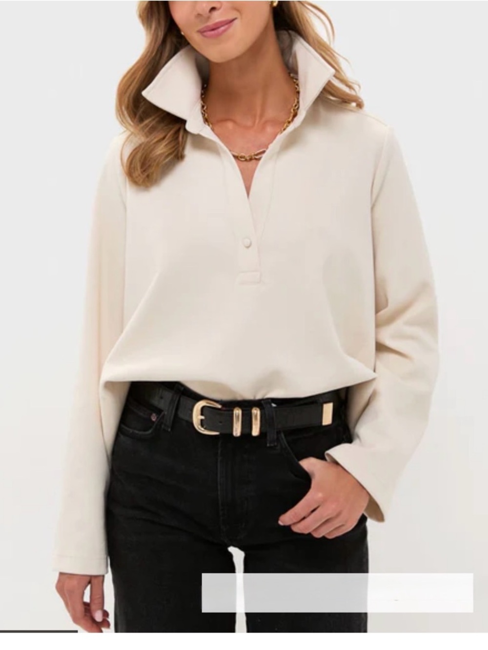 Tuckernuck Pomander Place Cream Ivory Collared Pullover Small Women’s Top